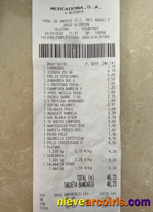 Mercadona payment receipt